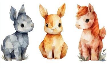 A set of twelve traditional Chinese Zodiac Animals with folded origami. In shades of red, yellow, brown, orange, and light gray, with hand-drawn graphic elements and cut-out elements for creative