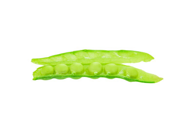 Fresh green peas with pods isolated on transparen png. Vegetarian food concept. Top view, copy space.