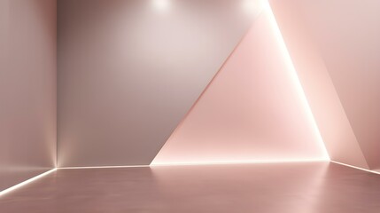 Empty blush Room with beautiful Neon Lighting. Futuristic Interior Design