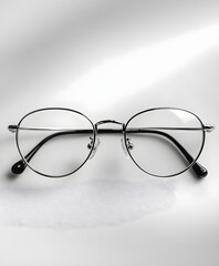 Titanium frame glasses displayed in product photography