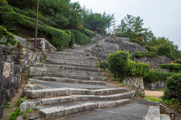 日本の香川県の小豆島の桟敷の歴史的な美しい風景