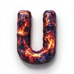 depiction features three dimensional letter U formed captivating space infinity design. Cosmic colors swirl structure set clean white backdrop.