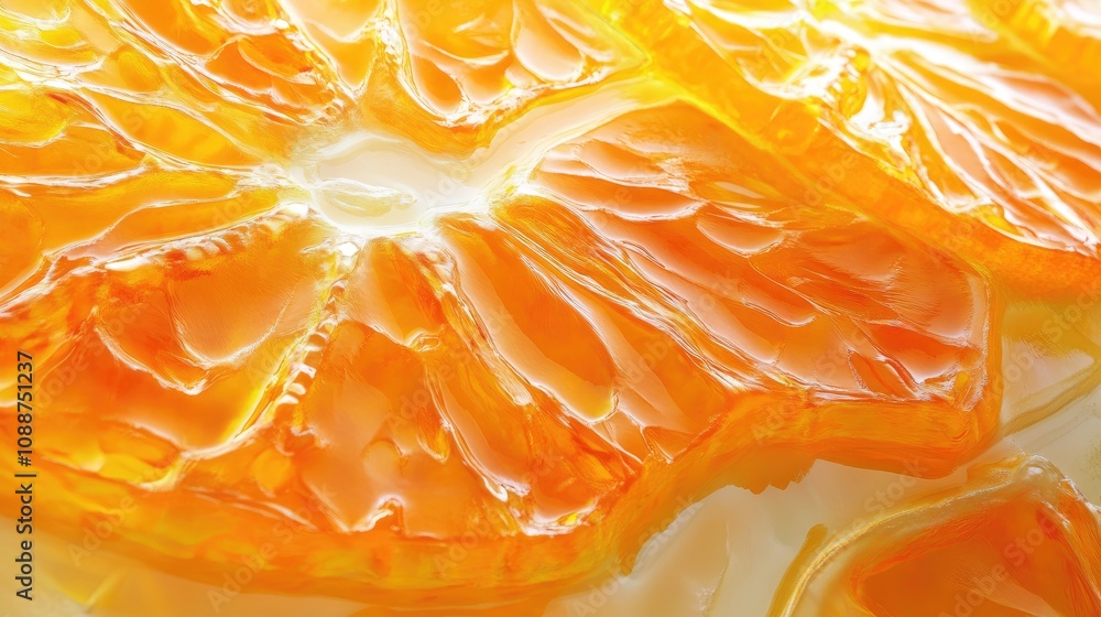 Poster closeup view of a vibrant orange citrus segment
