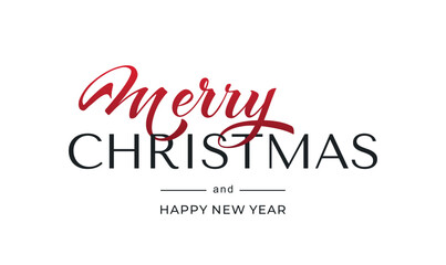 Merry Christmas and Happy New Year hand lettering calligraphy. Vector holiday illustration element. Typographic element for congratulations.
