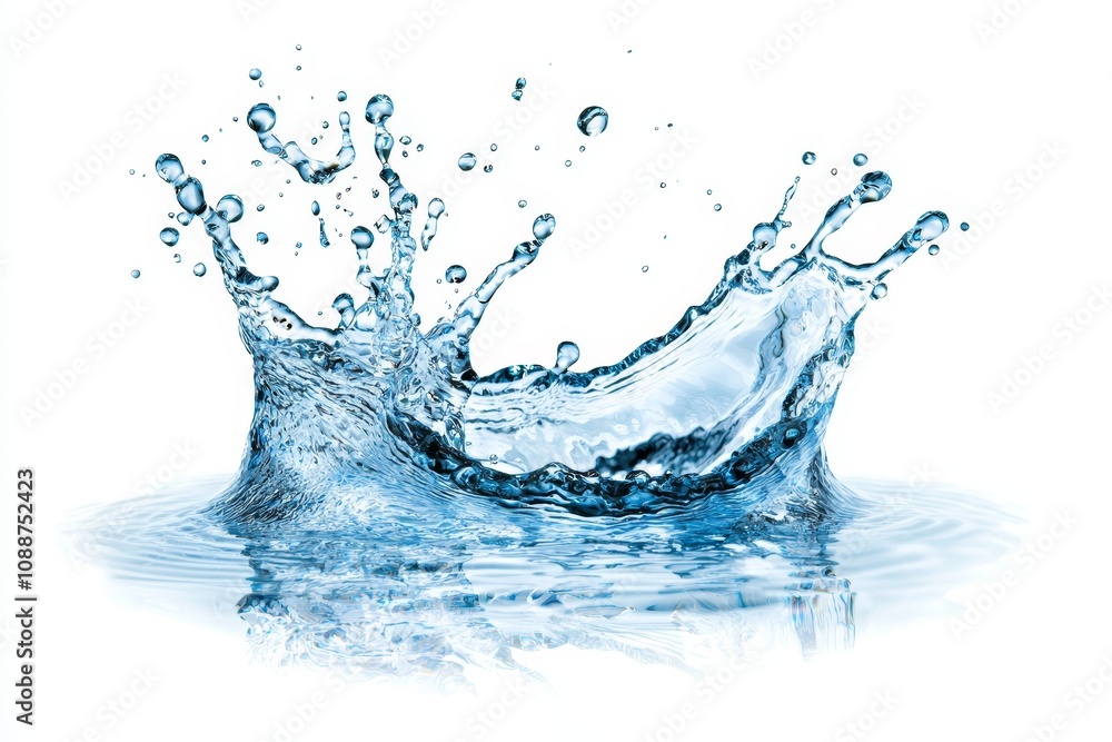 Aufkleber splash of blue water with bubbles isolated over a clear png background. liquid flowing as if it is a