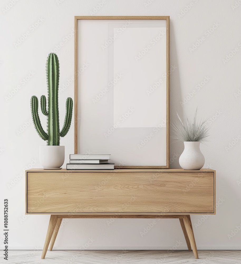 Poster an interior background with a mockup poster frame close up in 3d