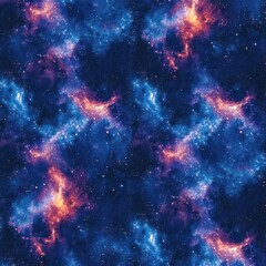 Fototapeta premium A seamless cosmic pattern featuring stars, galaxies, and nebulae, perfect for wallpapers or textiles
