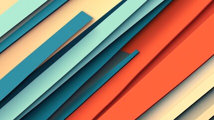 Obraz premium A vibrant abstract composition of layered geometric shapes in various color and orientations.