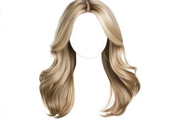 Wig with stylish design isolated on white background, front view, concept of fashionable hairstyles.