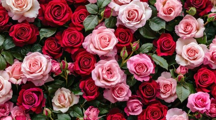 Naklejka premium A seamless pattern of roses in full bloom, perfect for fabric or wallpaper designs