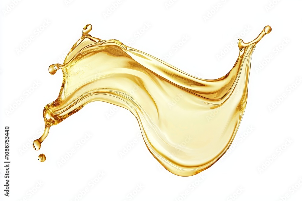 Poster Honey dripping or splashing on a background, with liquid drop swirl in shape of a wavy for mock-up purposes.
