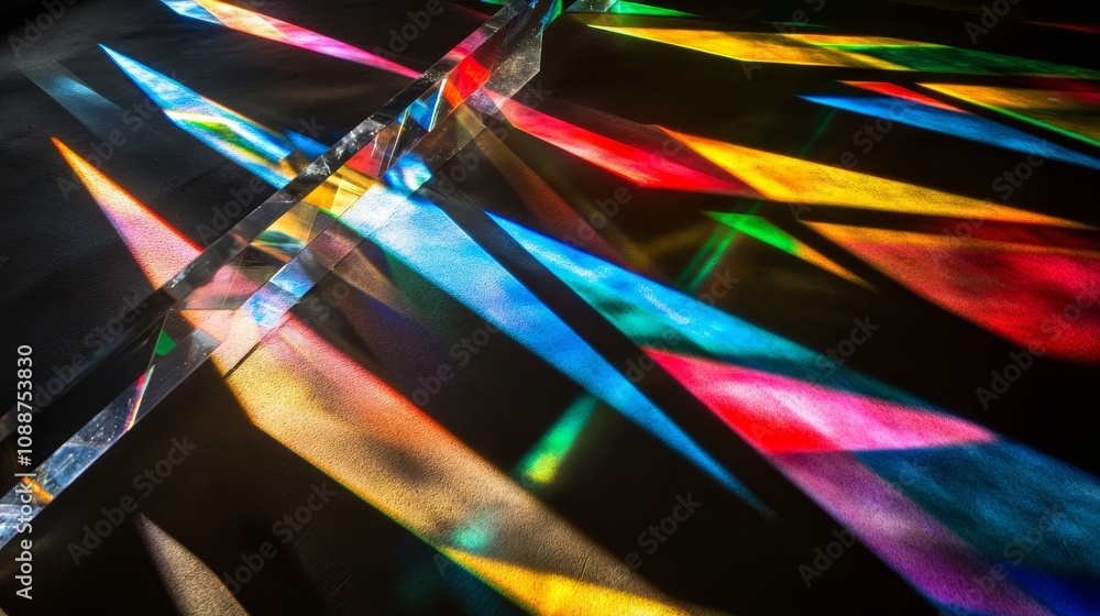 Aufkleber abstract blurred colourful lens flare bokeh on d: stock light crossing crystals prismatic suncatcher