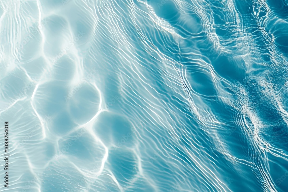 Poster An abstract background of transparent white colored clear calm water surface with ripples. Defocus blurred transparent white colored clear calm water surface texture. Water waves with shimmering