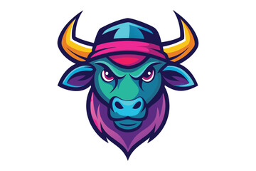 colorful bull head mascot logo with white background