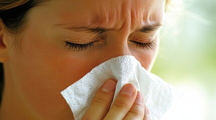 Managing allergies a woman's struggle home environment emotional response close-up view health awareness