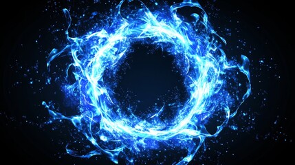 Blue stream of fresh breeze flows over a transparent background in an illustration depicting winter wind swirling and waves.