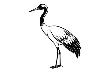 crane bird animal silhouette vector icon on a white background