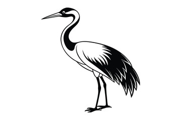 crane bird animal silhouette vector icon on a white background