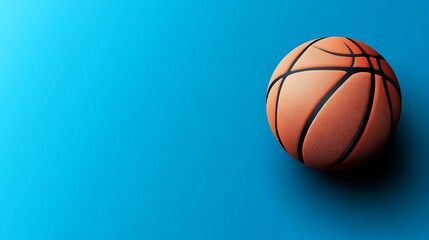 Fototapeta premium A basketball resting on a blue surface, emphasizing sport and leisure.