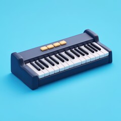 Minimalist Portable Keyboard on Vibrant Blue Background