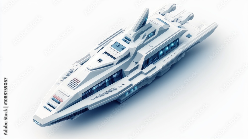 Aufkleber a futuristic spaceship design with sleek lines and advanced technology features.