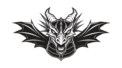 Obraz premium Dragon Head Silhouette Vector Illustration of Majestic Mythical Creature in Bold and Striking Art Design