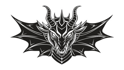 Dragon Head Silhouette Vector Illustration of Majestic Mythical Creature in Bold and Striking Art Design