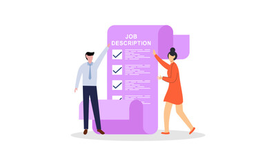 Job duties and responsibilities, job description, qualifications and requirements concept