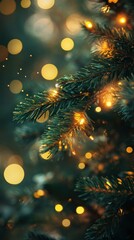 Christmas tree lights bokeh decorations.