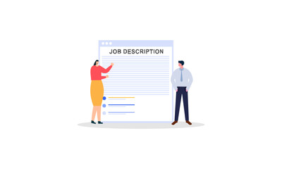 Job duties and responsibilities, job description, qualifications and requirements concept