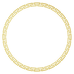 Gold Circular Greek Key Pattern Frame transparent background