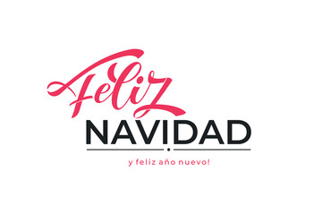 Feliz Navidad spanish Merry Christmas Modern calligraphy lettering on sticker for season greetings. Vector background