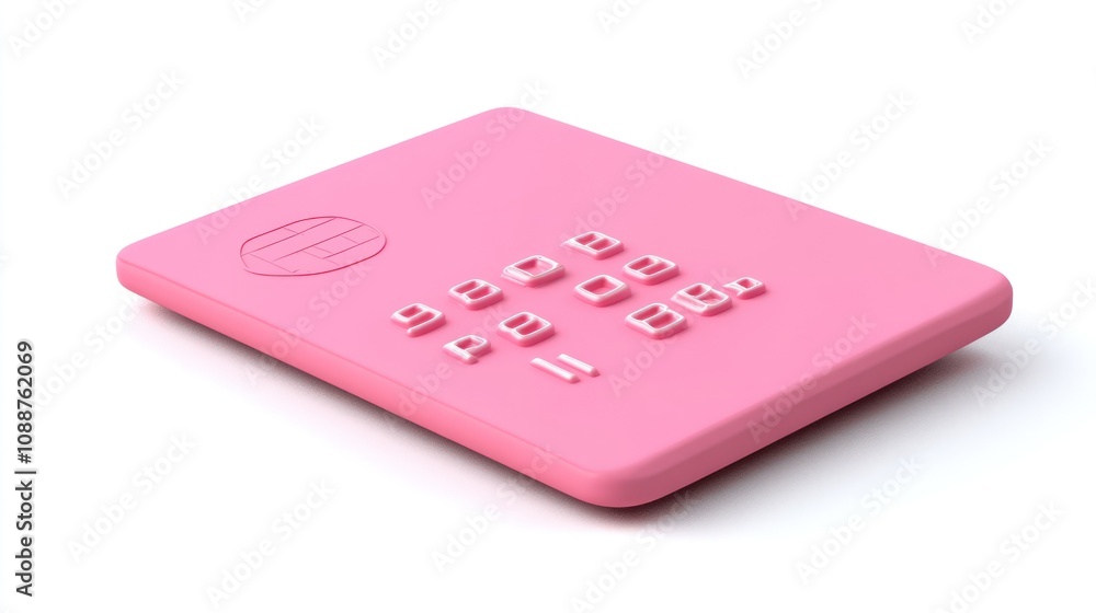 Poster A pink calculator with raised buttons designed for tactile use.