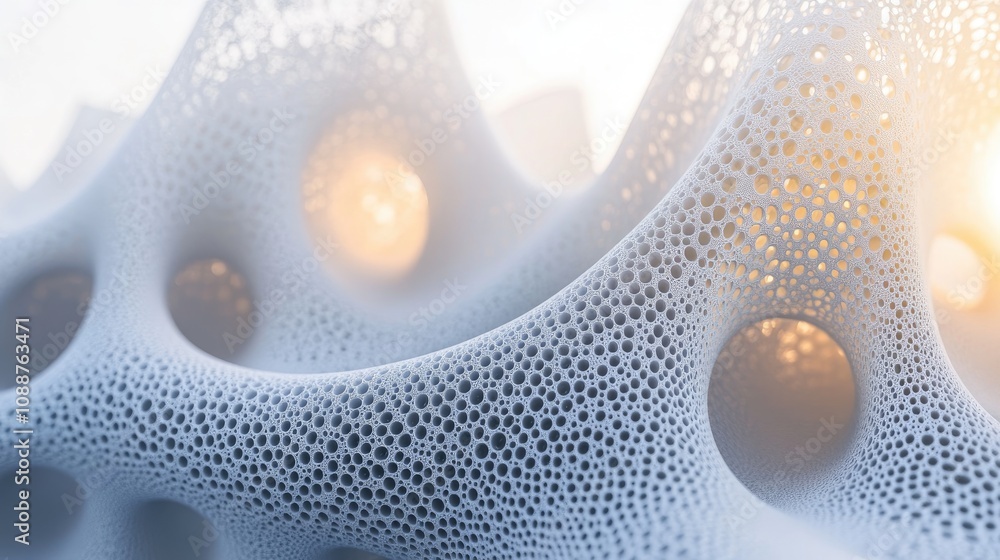 Poster abstract white cellular structure with light