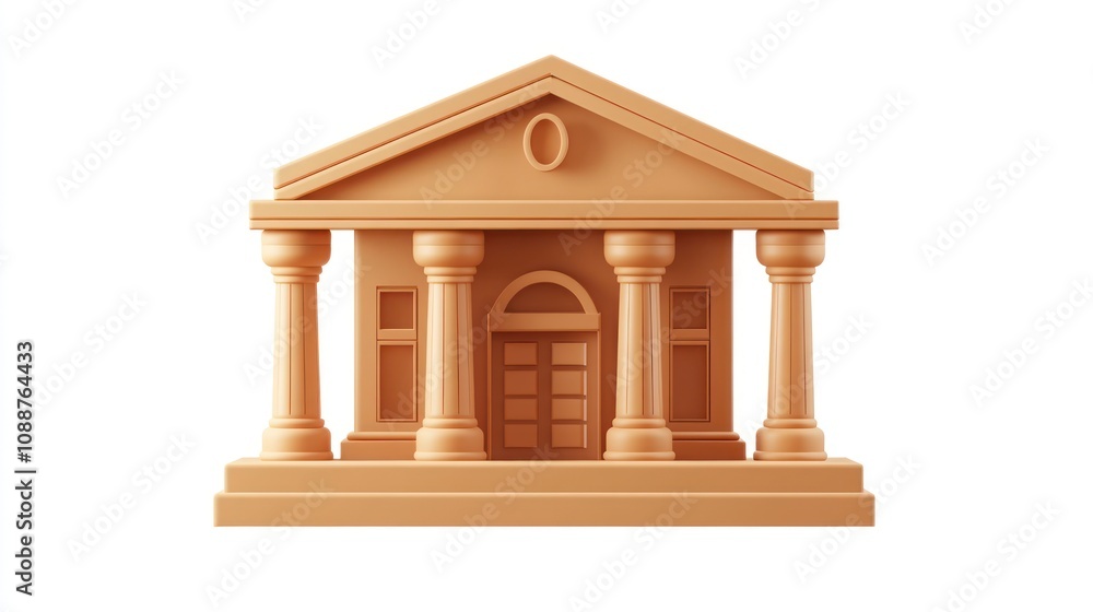 Aufkleber a stylized representation of a classical building with columns and a central door.