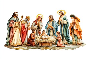 Christmas nativity illustration art.