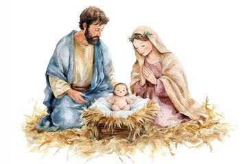 Christmas nativity illustration watercolor christmas.
