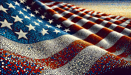 Abstract Dot Art of the American Flag