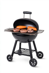 Barbecue grill with meat, isolated on white background