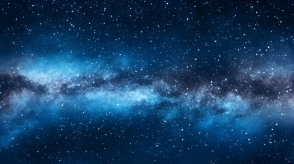 Naklejka premium Stunning Digital Illustration of a Celestial Galaxy, Featuring a Vivid Blue Nebula and a Myriad of Sparkling Stars, Creating an Expansive and Dreamlike Cosmic Background.