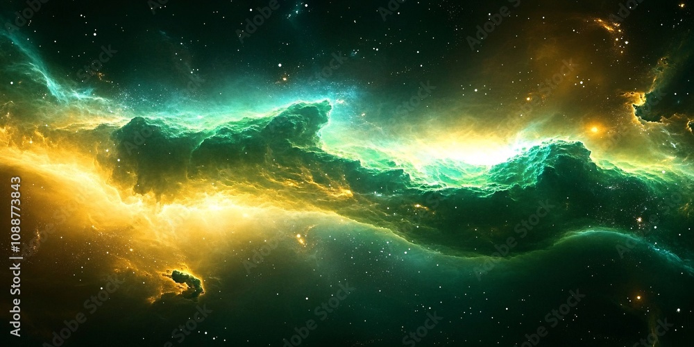 Wall mural stunning 3d render of a green space nebula