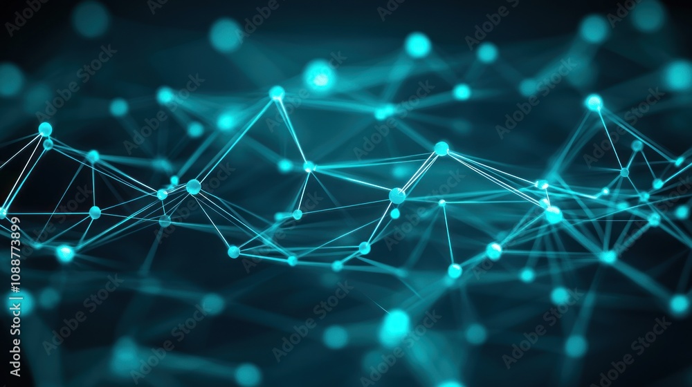 Aufkleber Abstract representation of interconnected nodes and lines, symbolizing data networks and technology.