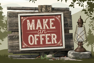 Rustic Wooden Sign with Make an Offer Message
