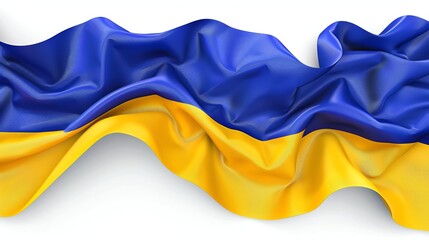The Ukrainian flag waving on a white background.