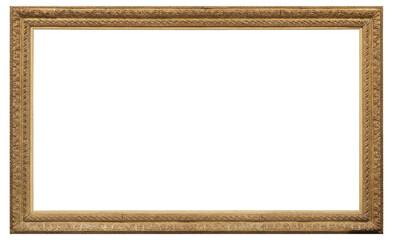 Wide picture frame in a classic design on a transparent background, in PNG format.