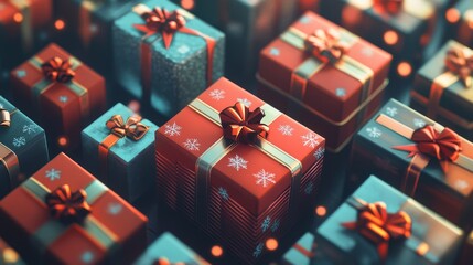 Gift Christmas and New Year A bunch of presents with bows on them