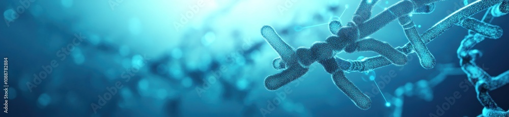 Poster A close-up view of molecular structures, illustrating genetic material and biological processes.