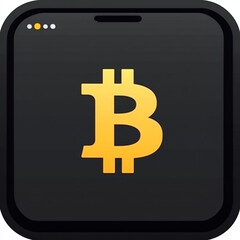 Obraz premium A gold Bitcoin symbol displayed on a black smartphone screen.
