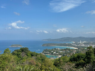 Landscape and scenery visible from Karon Viewpoint in Phuket, Thailand.