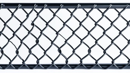 Naklejka premium Chain link fence in black with a plain white background, ideal for layered designs and text overlays.